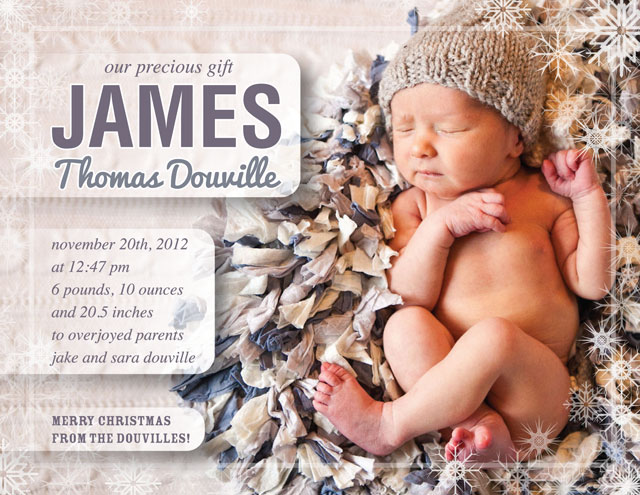 James' Birth AnnouncementJames' Birth Announcement Photo by Ifong Chen Design by Jake Douville