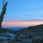 Sunset over the valley below.